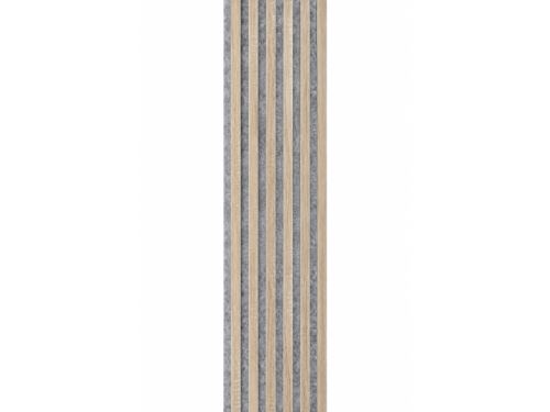 Akustický panel šedý podklad / lamely dub sonoma 270x30 cm (1)